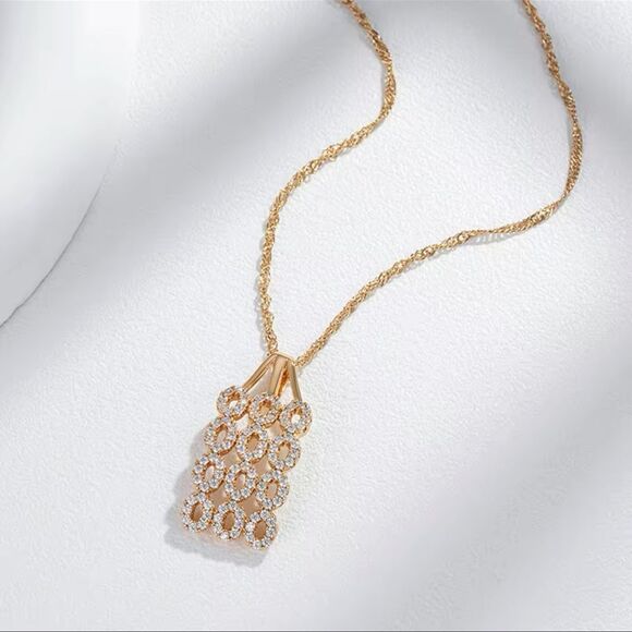 Jewelry - Radiant Elegance: 585 Rose Gold Plated Necklace with Zircon Accents"